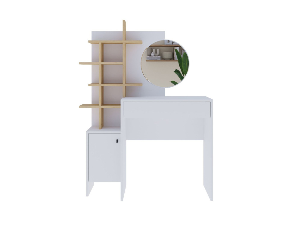Table de maquillage en bois "Mup" 105 x 35 x 151 cm - Blanc