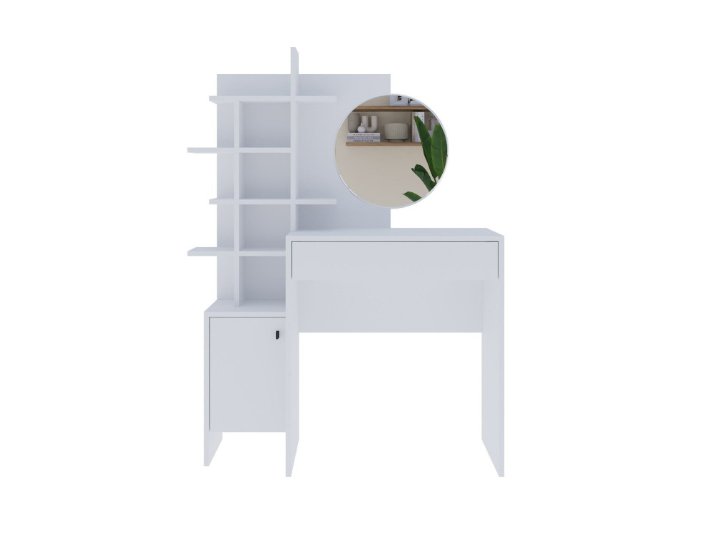 Table de maquillage en bois "Mup" 105 x 35 x 151 cm - Blanc