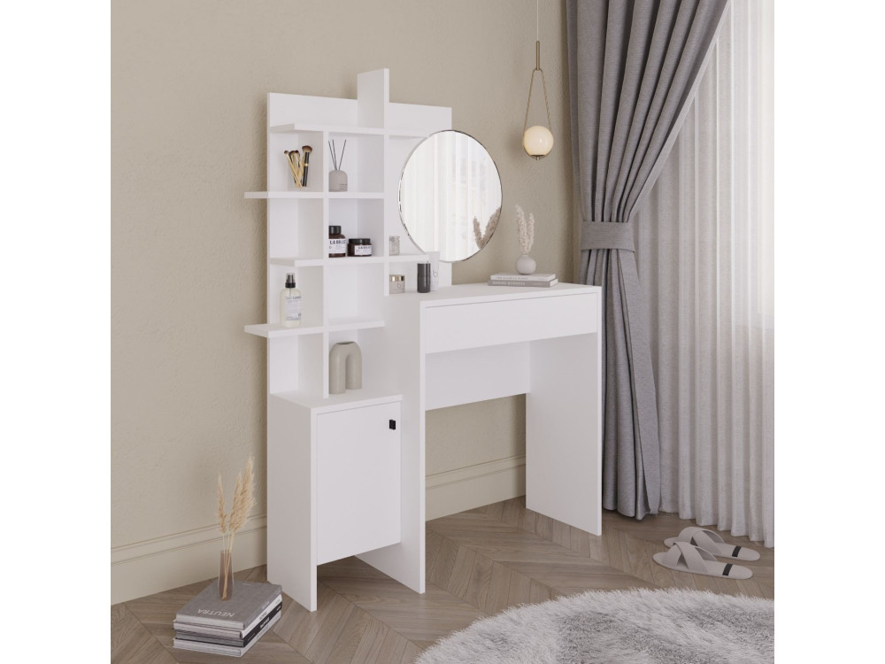 Table de maquillage en bois "Mup" 105 x 35 x 151 cm - Blanc
