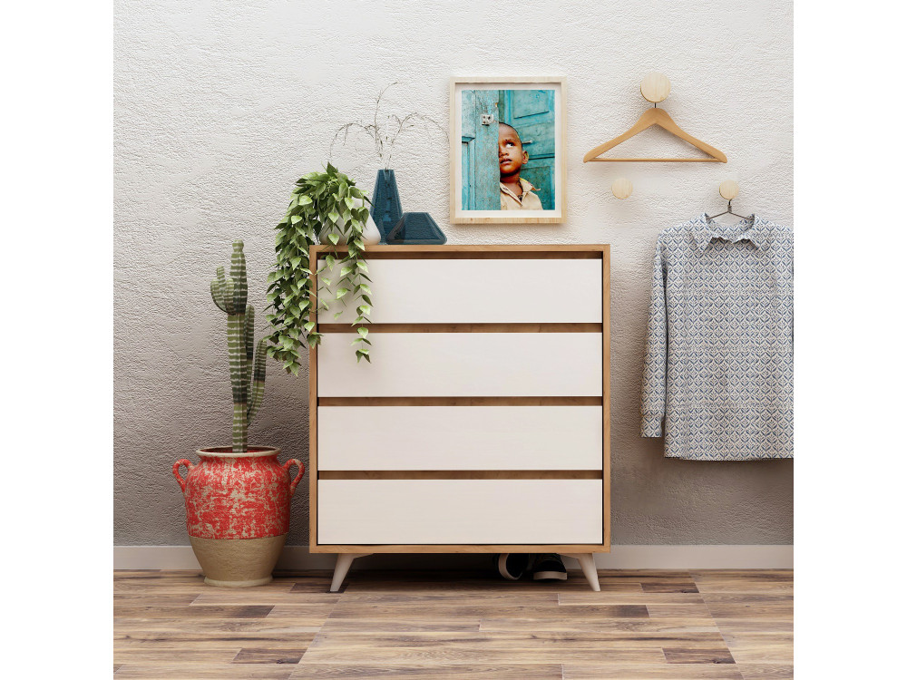 Commode en bois "Suvera" - 70 x 40 x 86 cm - Beige