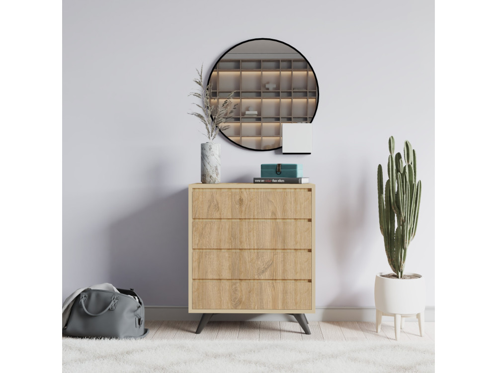 Commode en bois "Suvera" - 70 x 40 x 86 cm - Marron clair