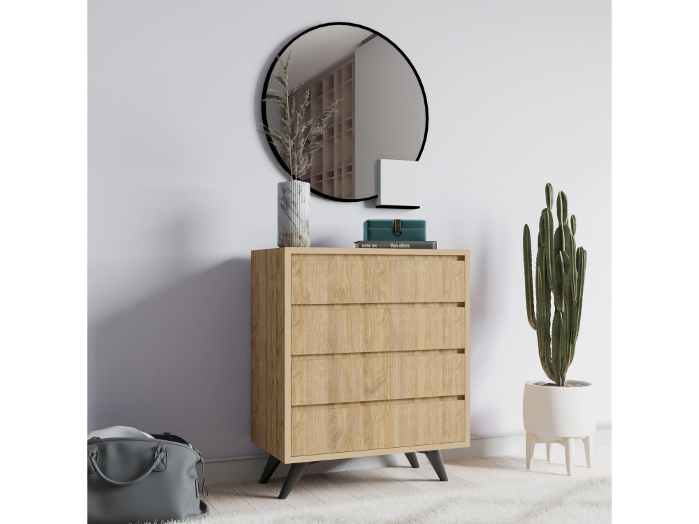 Commode en bois "Suvera" - 70 x 40 x 86 cm - Marron clair