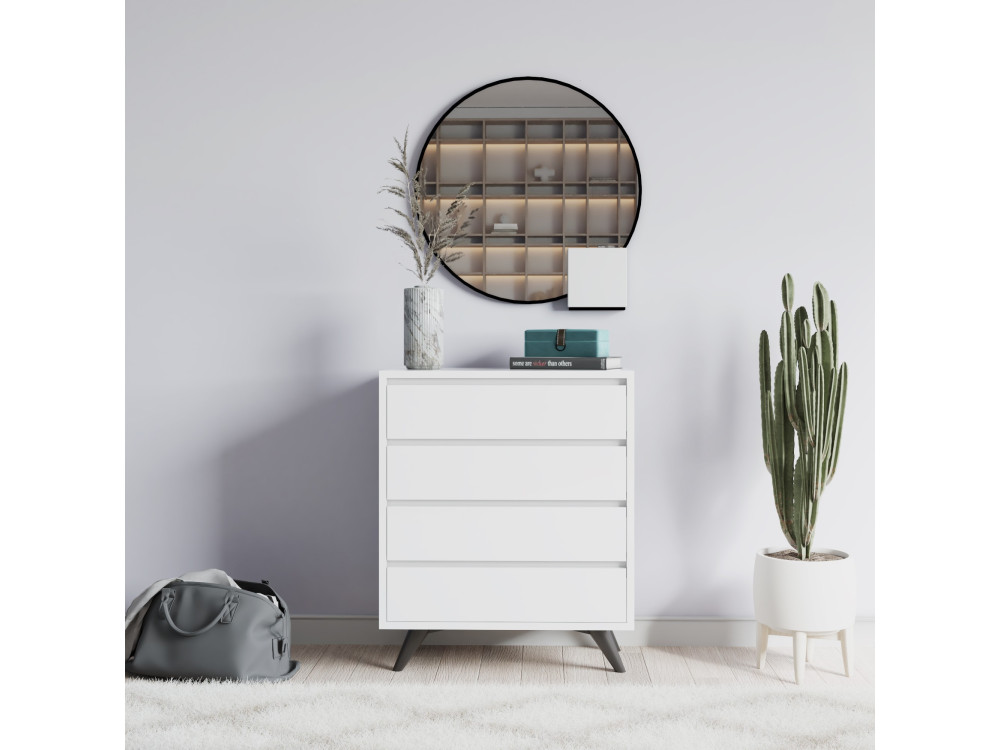 Commode en bois "Suvera" - 70 x 40 x 86 cm - Blanc