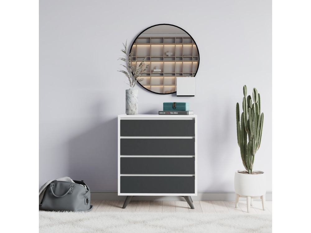Commode en bois "Suvera" - 70 x 40 x 86 cm - Blanc