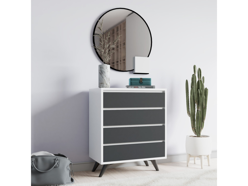 Commode en bois "Suvera" - 70 x 40 x 86 cm - Blanc