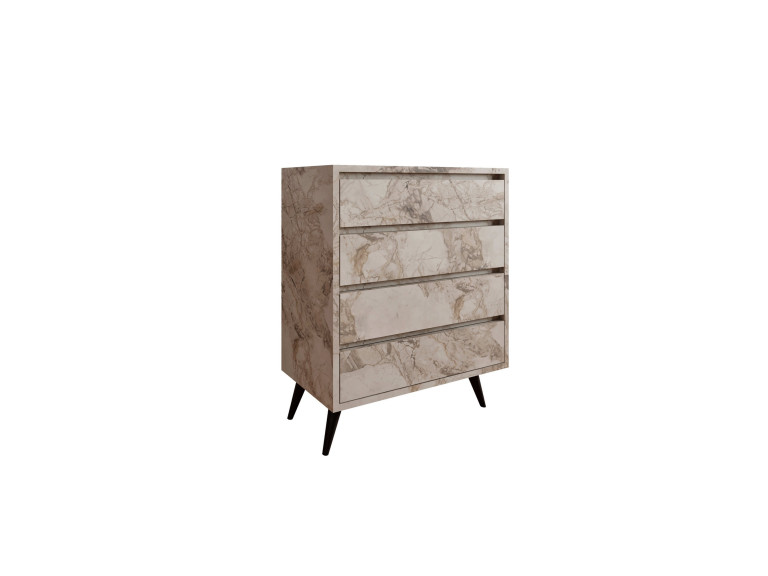 Commode en bois "Suvera" - 70 x 40 x 86 cm - Beige marbré