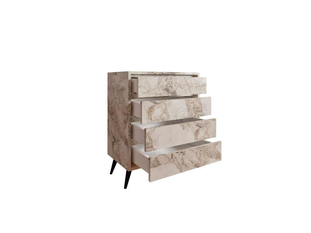 Commode en bois "Suvera" - 70 x 40 x 86 cm - Beige marbré