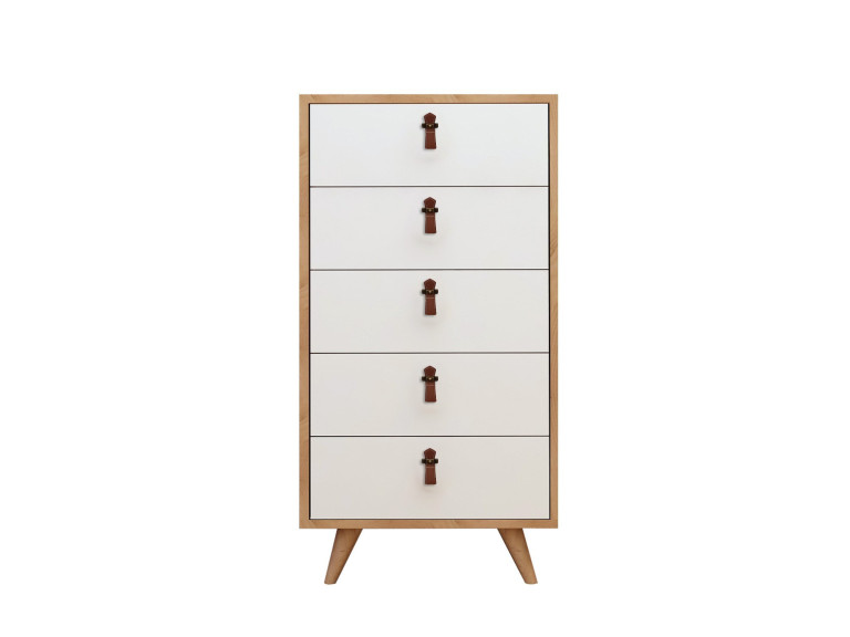 Commode en bois "Frenzu" - 50 x 40 x 103 cm - Blanc