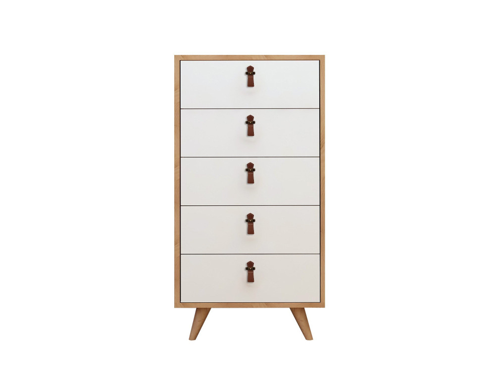 Commode en bois "Frenzu" - 50 x 40 x 103 cm - Blanc