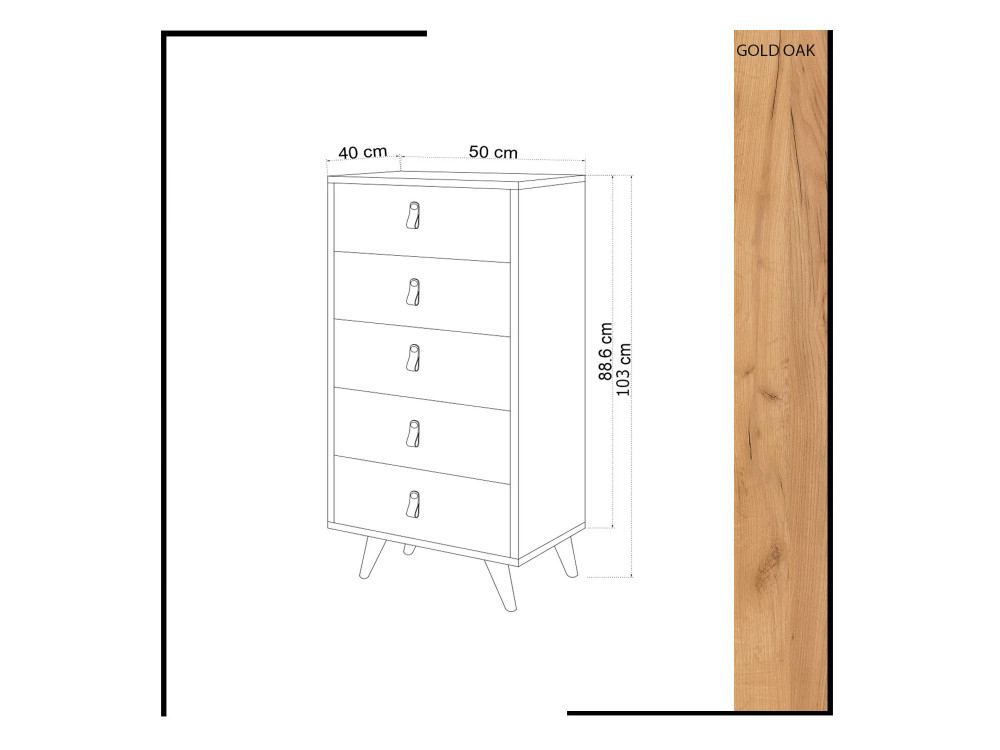 Commode en bois "Frenzu" - 50 x 40 x 103 cm - Blanc