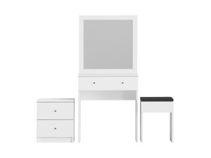 Ensemble de coiffeuse en bois "Nice" - 65 x 35 x 139 cm - Blanc