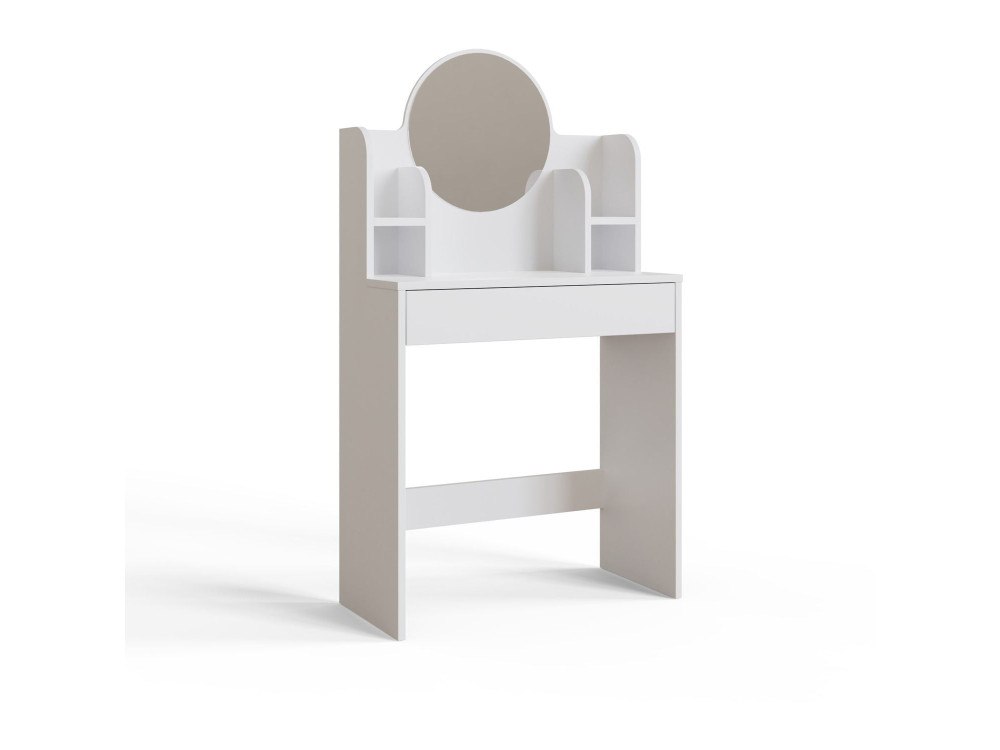 Coiffeuse avec miroir en bois "Idis" - 75 x 35 x 135 cm - Blanc