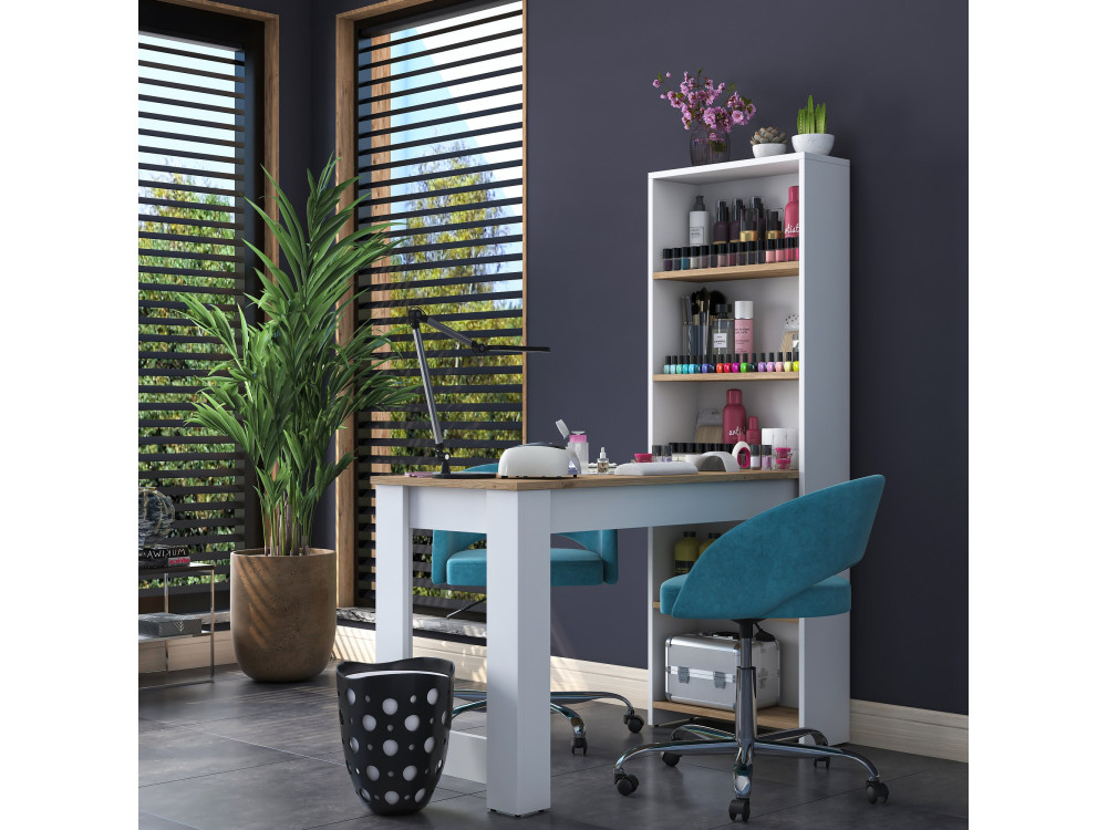 Coiffeuse avec étagères en bois "Ferna" - 120 x 54 x 154 cm - Marron