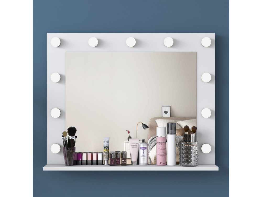 Coiffeuse avec miroir en bois "Baria" - 120 x 44 x 80 cm - Blanc