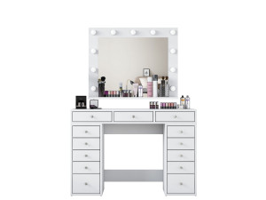 Coiffeuse avec miroir en bois "Sirma" - 120 x 44 x 82 cm - Blanc