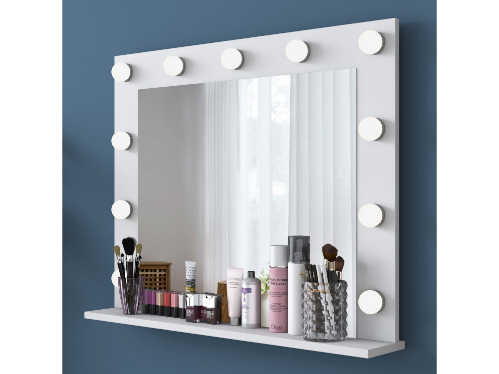 Coiffeuse avec miroir en bois "Sirma" - 120 x 44 x 82 cm - Blanc