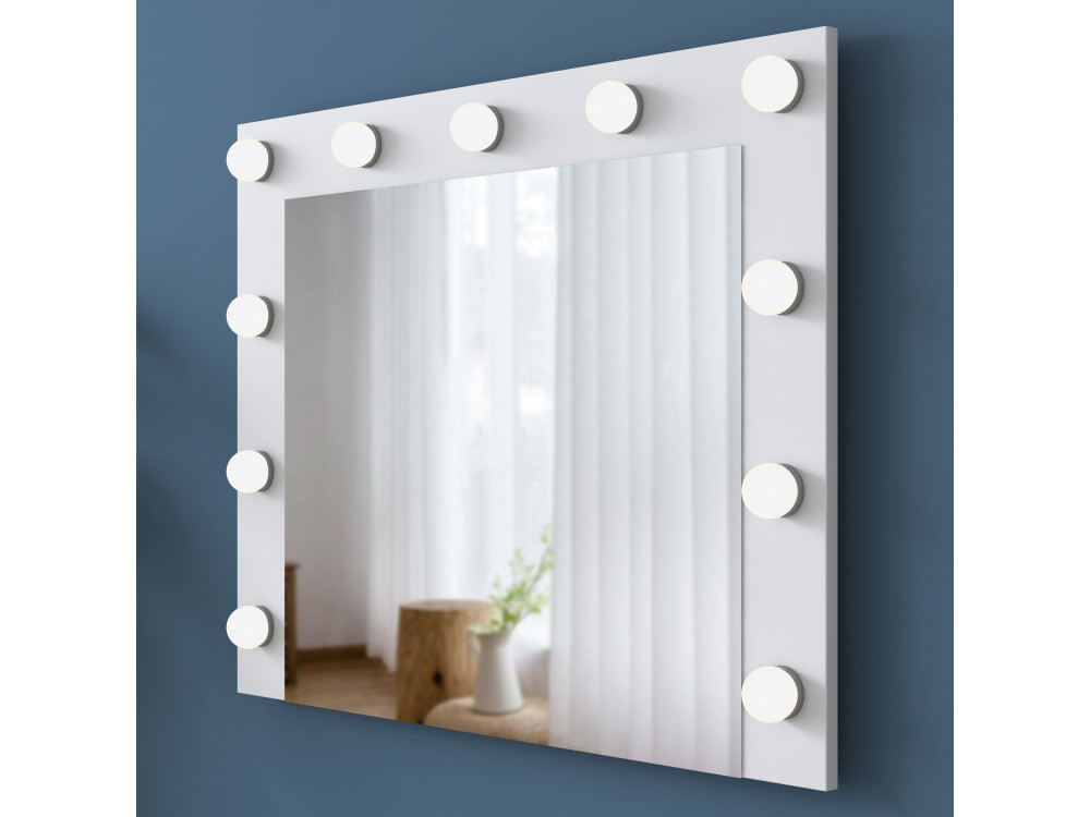 Coiffeuse avec miroir en bois "Sirma" - 120 x 44 x 82 cm - Blanc