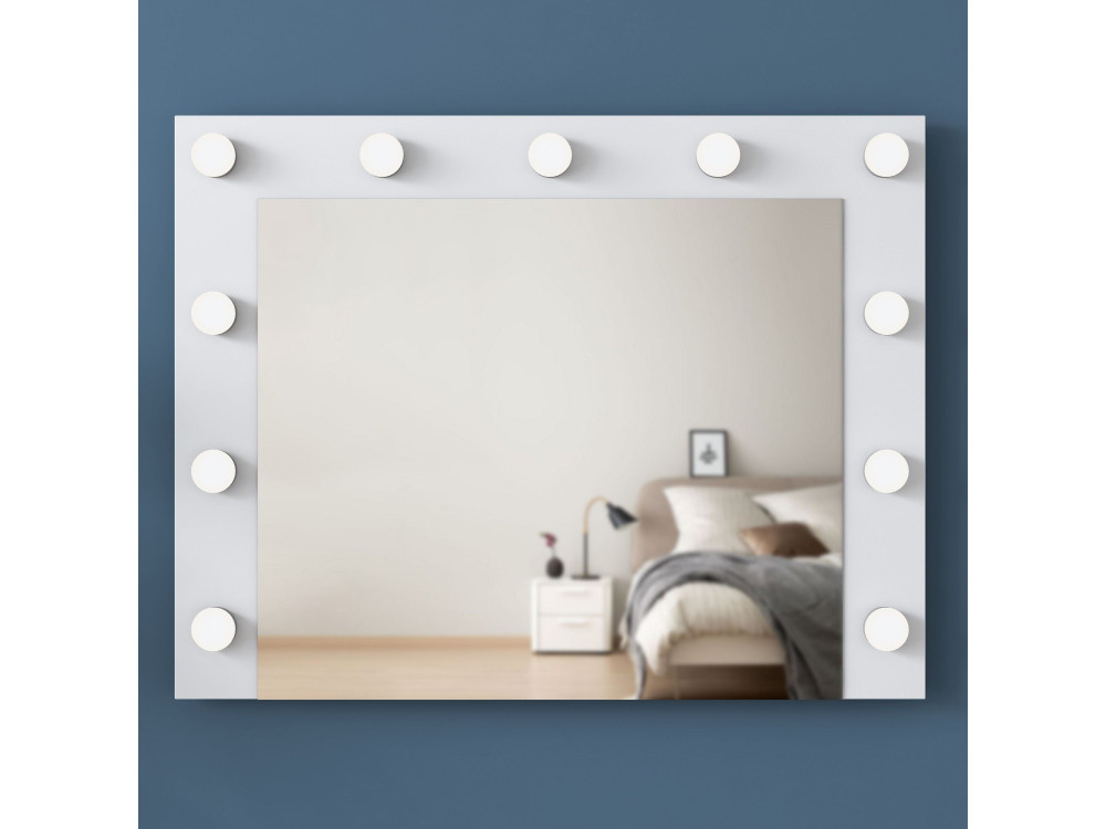 Coiffeuse avec miroir en bois "Sirma" - 120 x 44 x 82 cm - Blanc