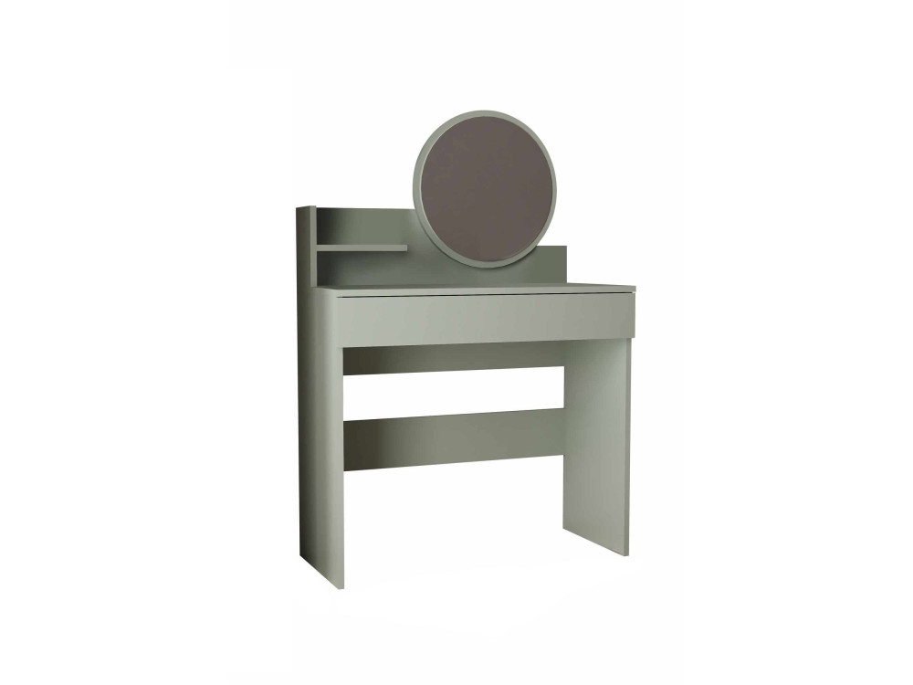 Coiffeuse avec miroir en bois "Harmony Mini Round" - 90 x 40 x 133 cm - Vert