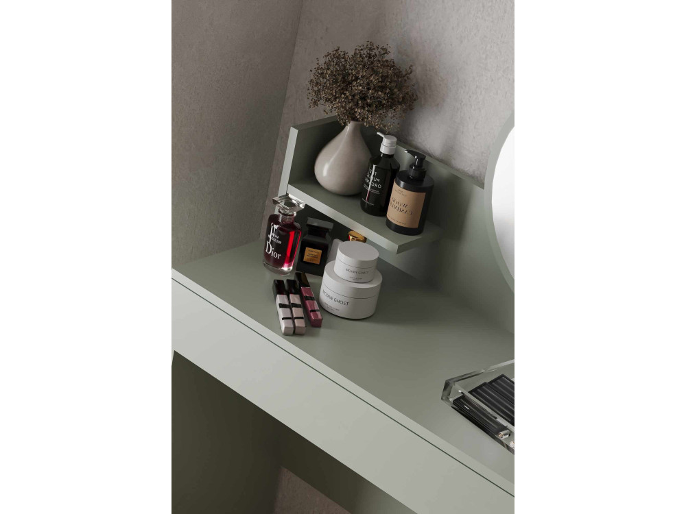 Coiffeuse avec miroir en bois "Harmony Mini Round" - 90 x 40 x 133 cm - Vert