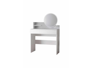 Coiffeuse avec miroir en bois "Harmony Mini Round" - 90 x 40 x 133 cm - Blanc