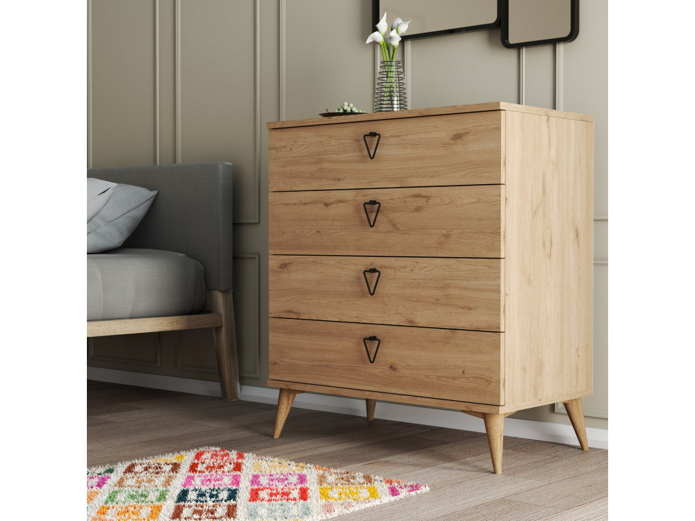 Commode en bois "Versa-Ce" - 80 x 45 x 90 cm - Marron