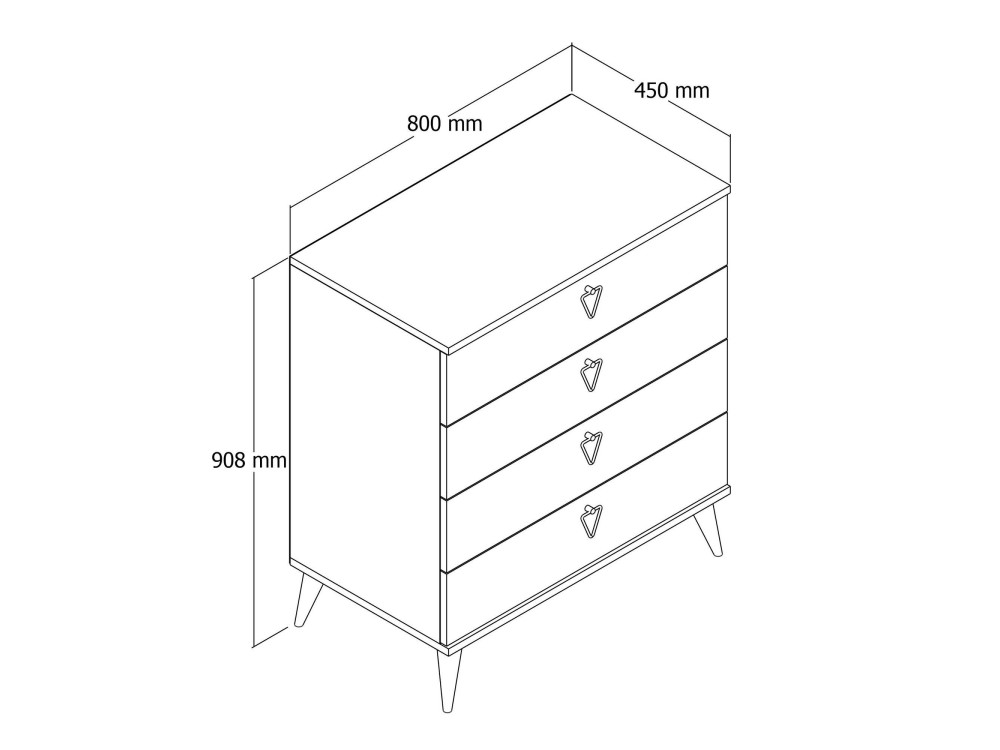 Commode en bois "Versa-Ce" - 80 x 45 x 90 cm - Blanc