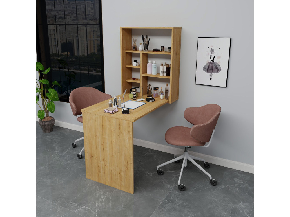 Table de maquillage en bois "Sedir" - 90 x 59 x 74 cm - Beige