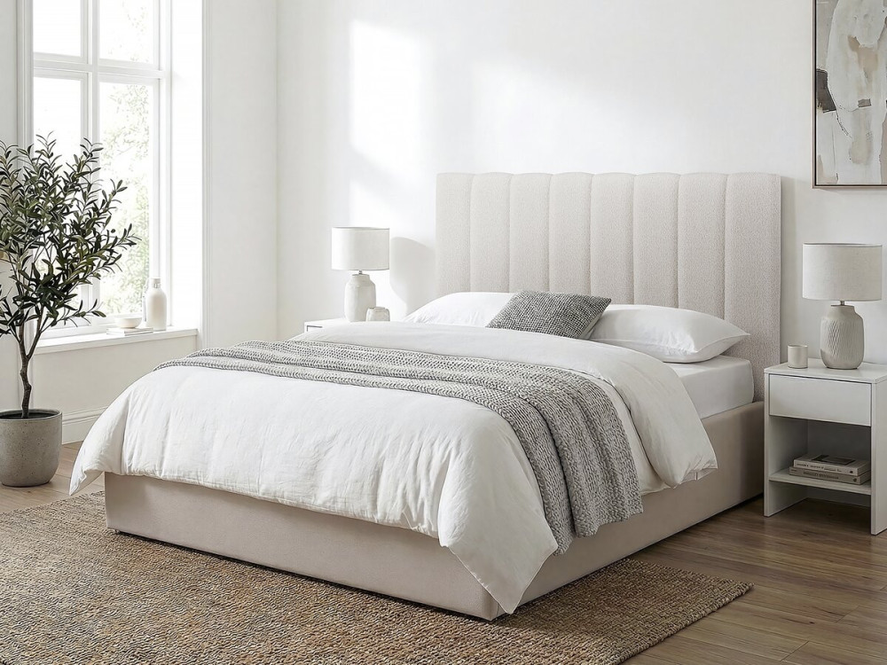 Tête de lit en tissu texturé "Val Thorens" - Beige - 140 cm