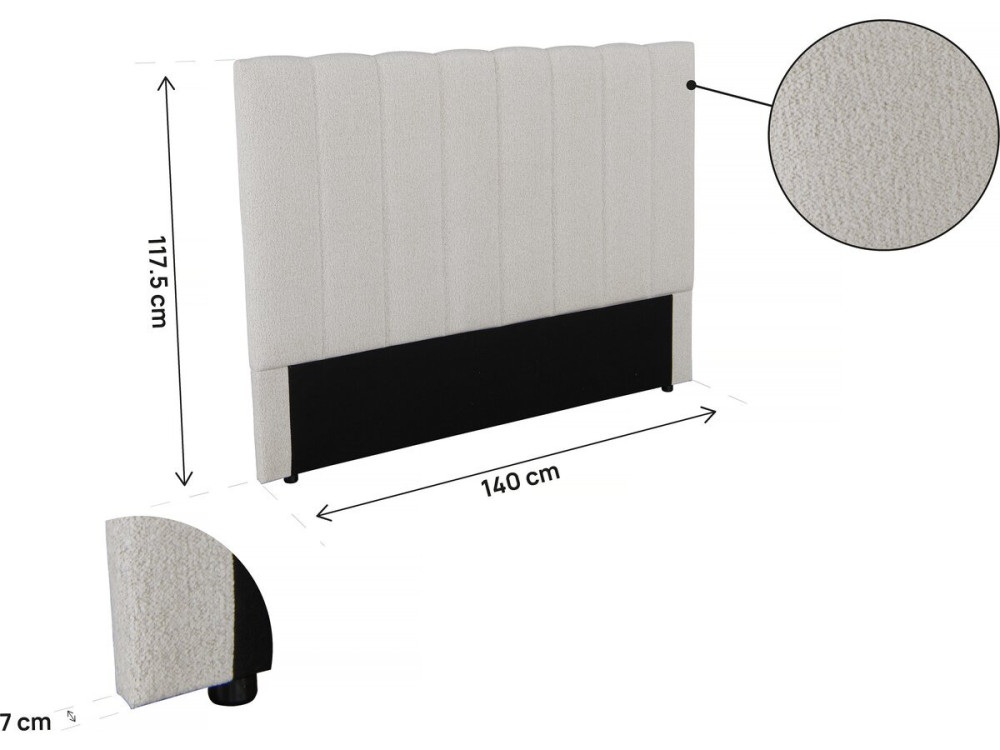 Tête de lit en tissu texturé "Val Thorens" - Beige - 140 cm