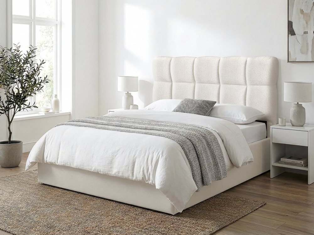Tête de lit en tissu épais style bubble "Alpe d’Huez" - 140 cm - Beige