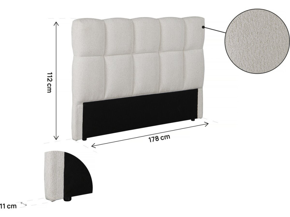 Tête de lit en tissu épais style bubble "Alpe d’Huez" - 160 cm - Beige