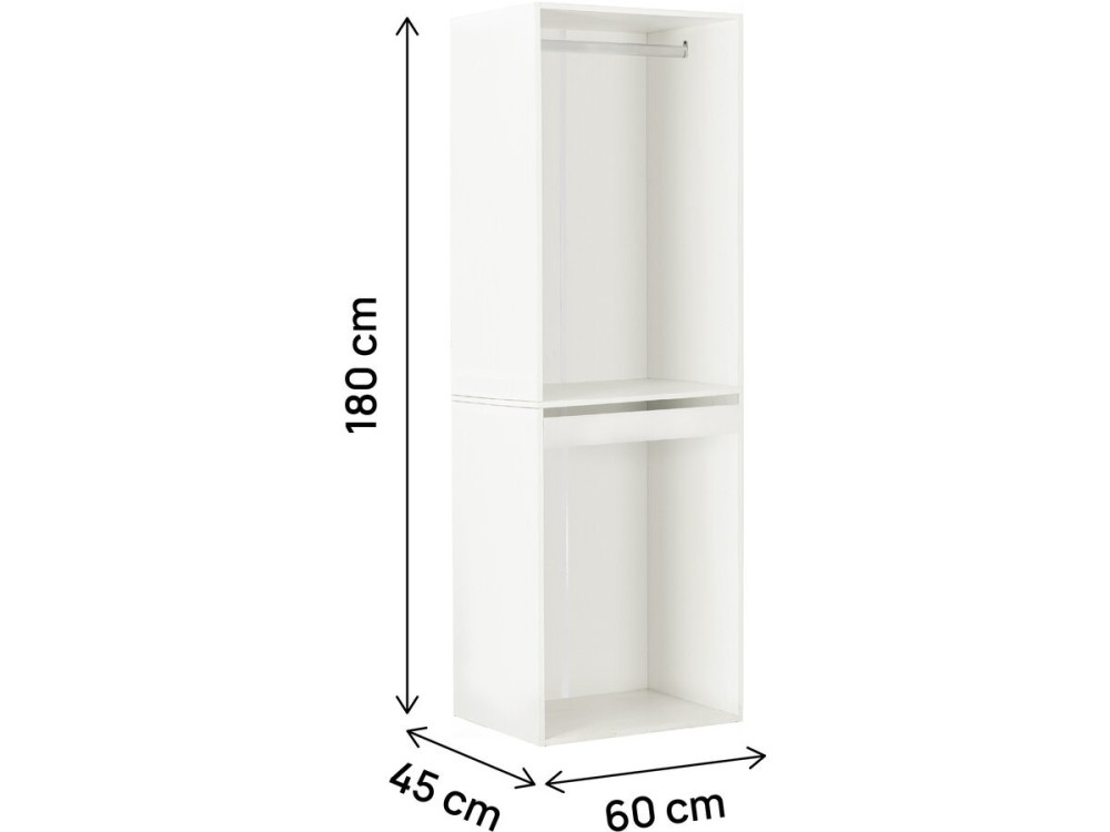 Armoire avec penderie et porte-pantalons "Opéra" - 60 x 45 x 180 cm - Blanc