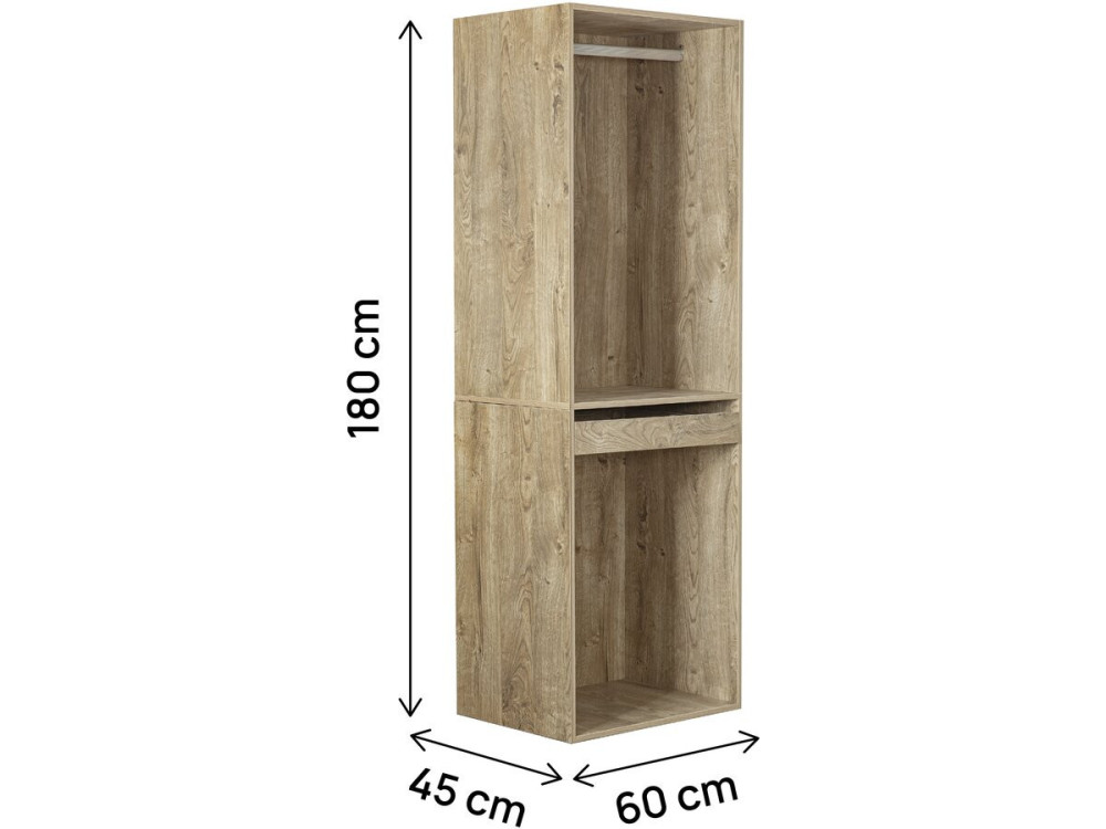 Armoire avec penderie et porte-pantalons "Opéra" - 60 x 45 x 180 cm - Beige