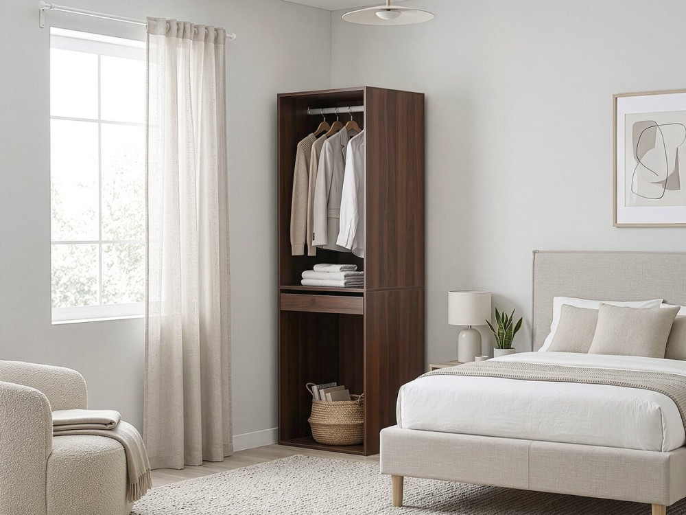 Armoire avec penderie "Opéra" - 60 x 45 x 180 cm - Marron