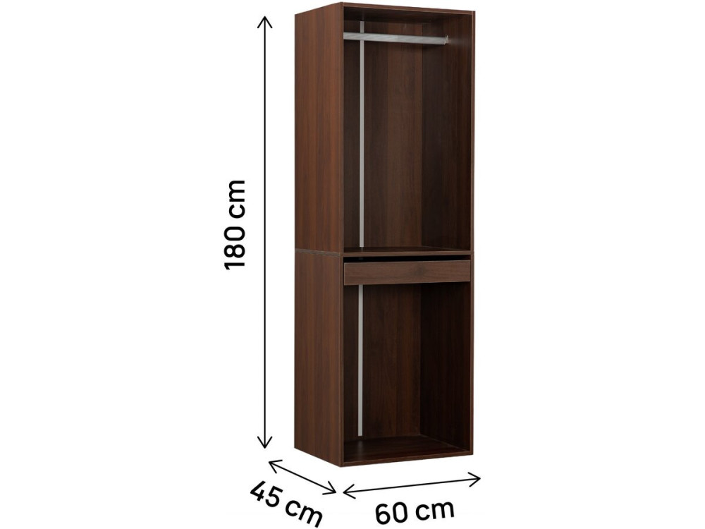 Armoire avec penderie "Opéra" - 60 x 45 x 180 cm - Marron