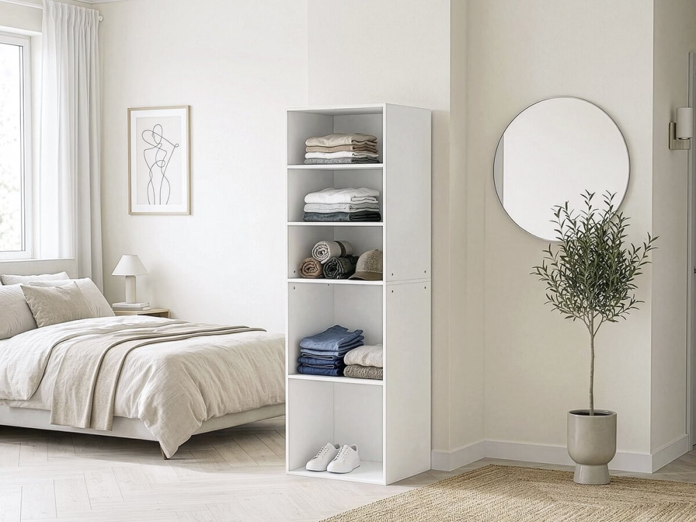 Armoire avec 5 étagères "Opéra" - 60 x 45 x 180 cm - Blanc