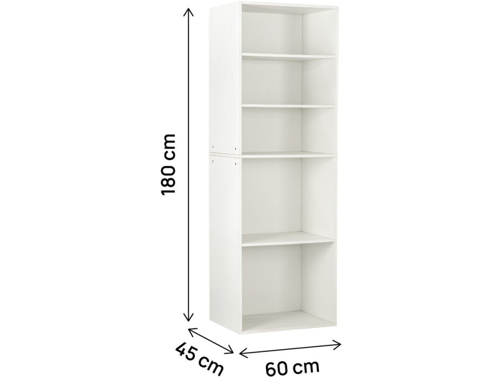 Armoire avec 5 étagères "Opéra" - 60 x 45 x 180 cm - Blanc