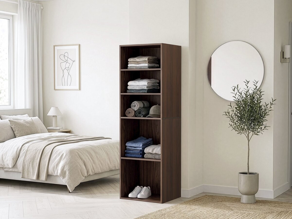 Armoire avec 5 étagères "Opéra" - 60 x 45 x 180 cm - Marron