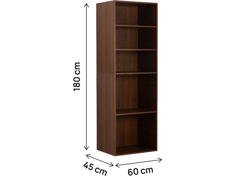 Armoire avec 5 étagères "Opéra" - 60 x 45 x 180 cm - Marron