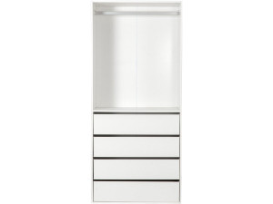 Armoire avec 4 tiroirs et 1 penderie "Opéra" - 80 x 45 x 180 cm - Blanc