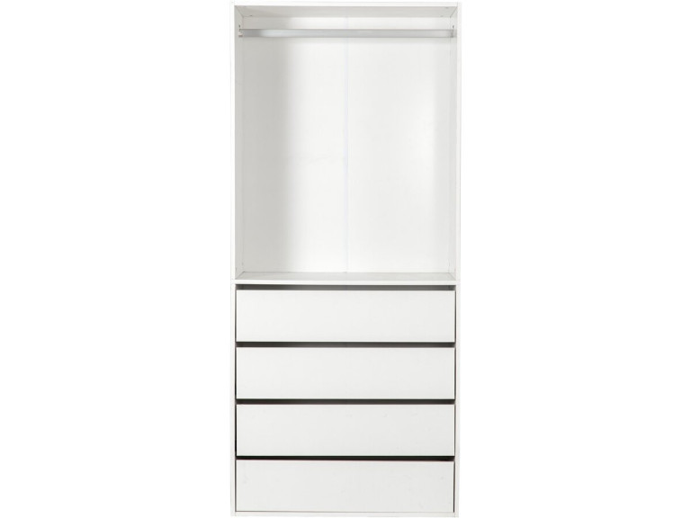 Armoire avec 4 tiroirs et 1 penderie "Opéra" - 80 x 45 x 180 cm - Blanc