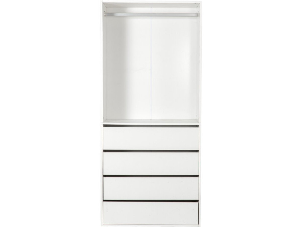 Armoire avec 4 tiroirs et 1 penderie "Opéra" - 80 x 45 x 180 cm - Blanc
