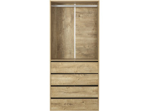Armoire avec 4 tiroirs et 1 penderie "Opéra" - 80 x 45 x 180 cm - Beige