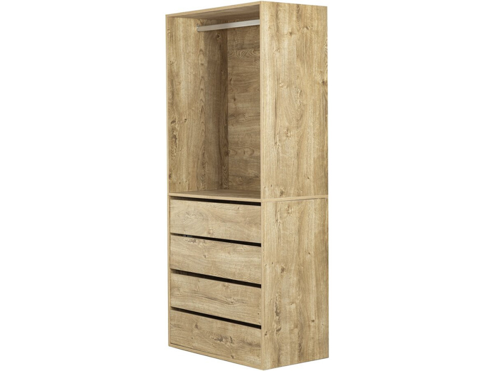 Armoire avec 4 tiroirs et 1 penderie "Opéra" - 80 x 45 x 180 cm - Beige