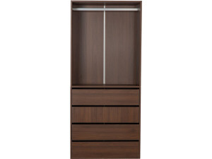 Armoire avec 4 tiroirs et 1 penderie "Opéra" - 80 x 45 x 180 cm - Marron
