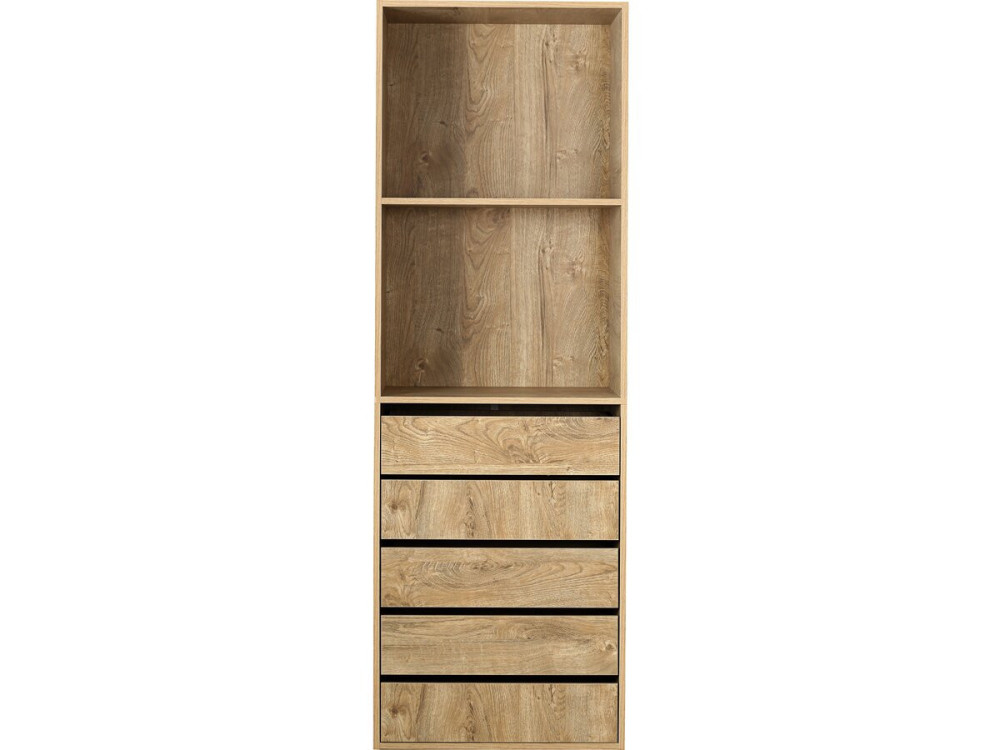 Armoire avec 5 tiroirs et 2 étagères "Opéra" - 60 x 45 x 180 cm - Beige