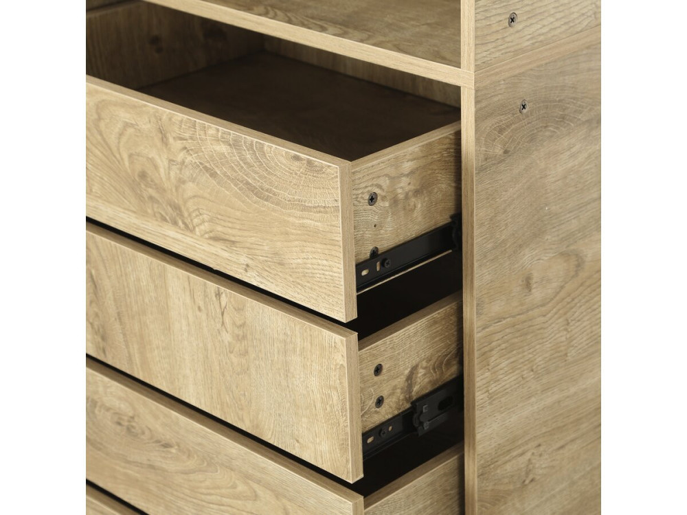 Armoire avec 5 tiroirs et 2 étagères "Opéra" - 60 x 45 x 180 cm - Beige