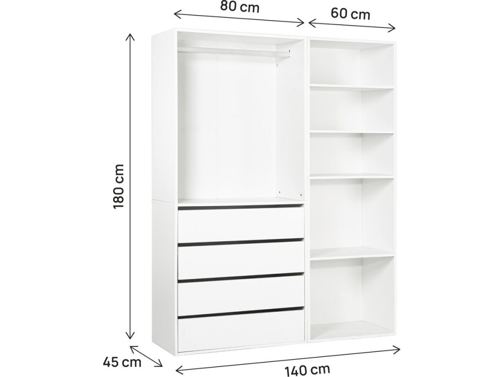 Kit dressing " Opéra " modulable - 2 éléments - Blanc