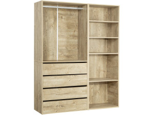 Kit dressing modulable avec penderie, 4 tiroirs et 5 étagères "Opéra" - 2 éléments - Beige